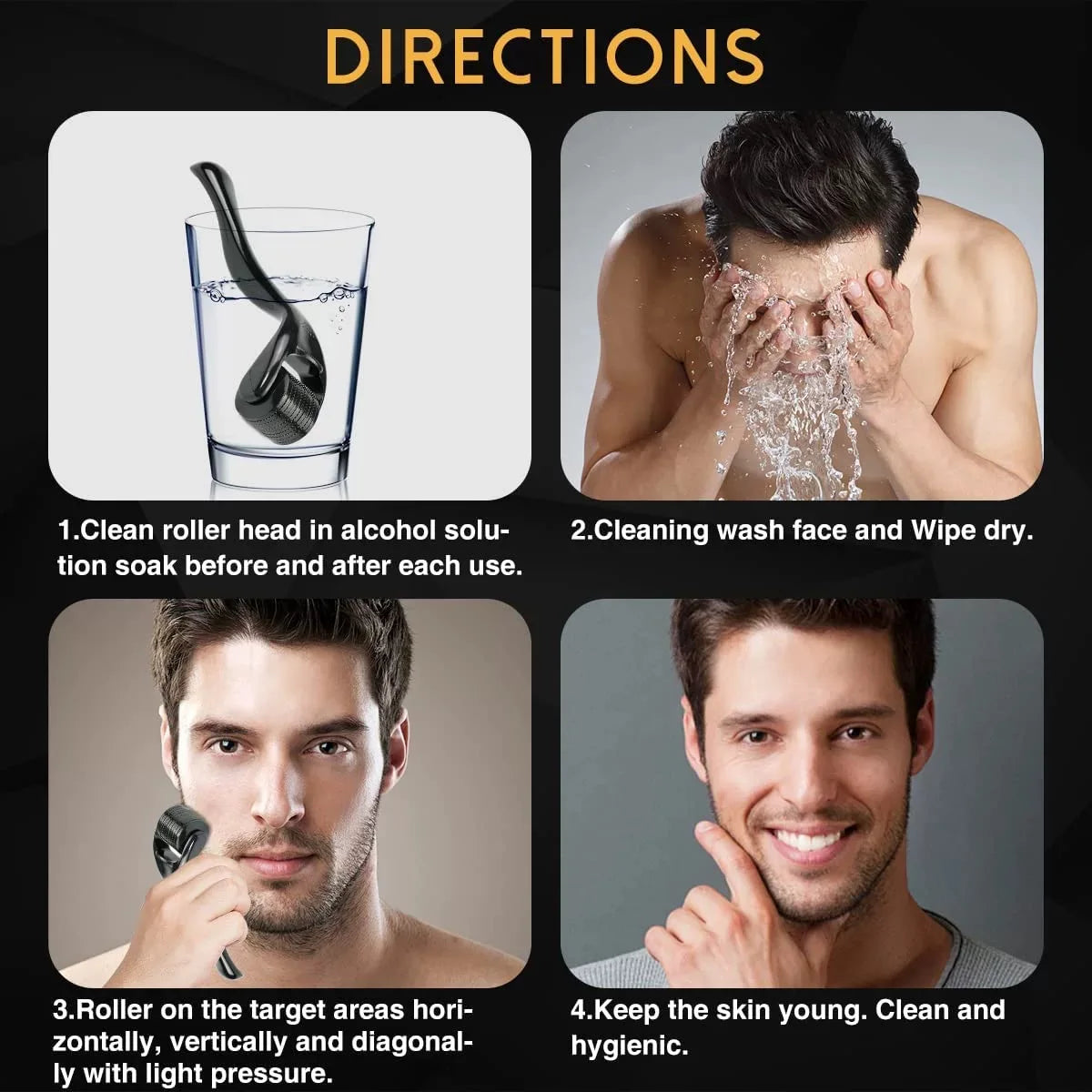 Professional 540 Needles for Facial Body Hair Growth Derma Roller for Skin Care Micro Face Roller for Beard Growth